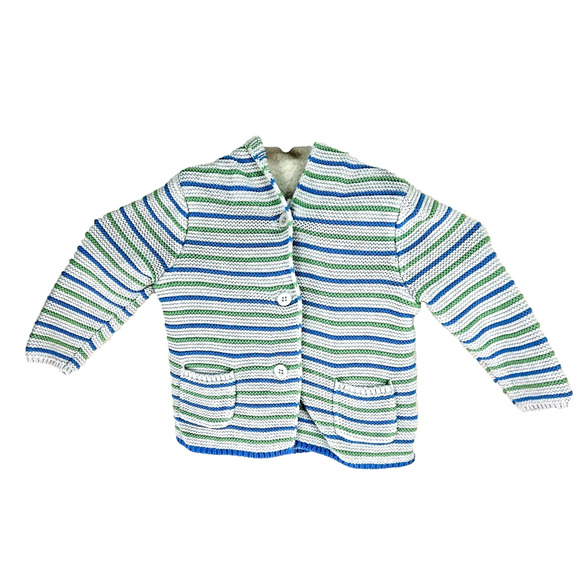 Baby Gap Stripe Bear Hooded Sweater Button Cardigan Size 6-12 months - Picture 2 of 6